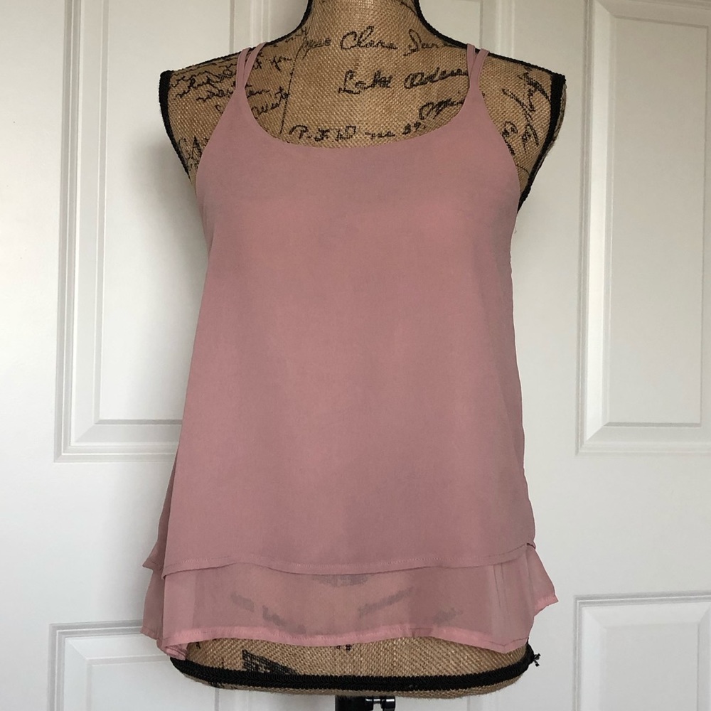 Rose colored flowy tank top